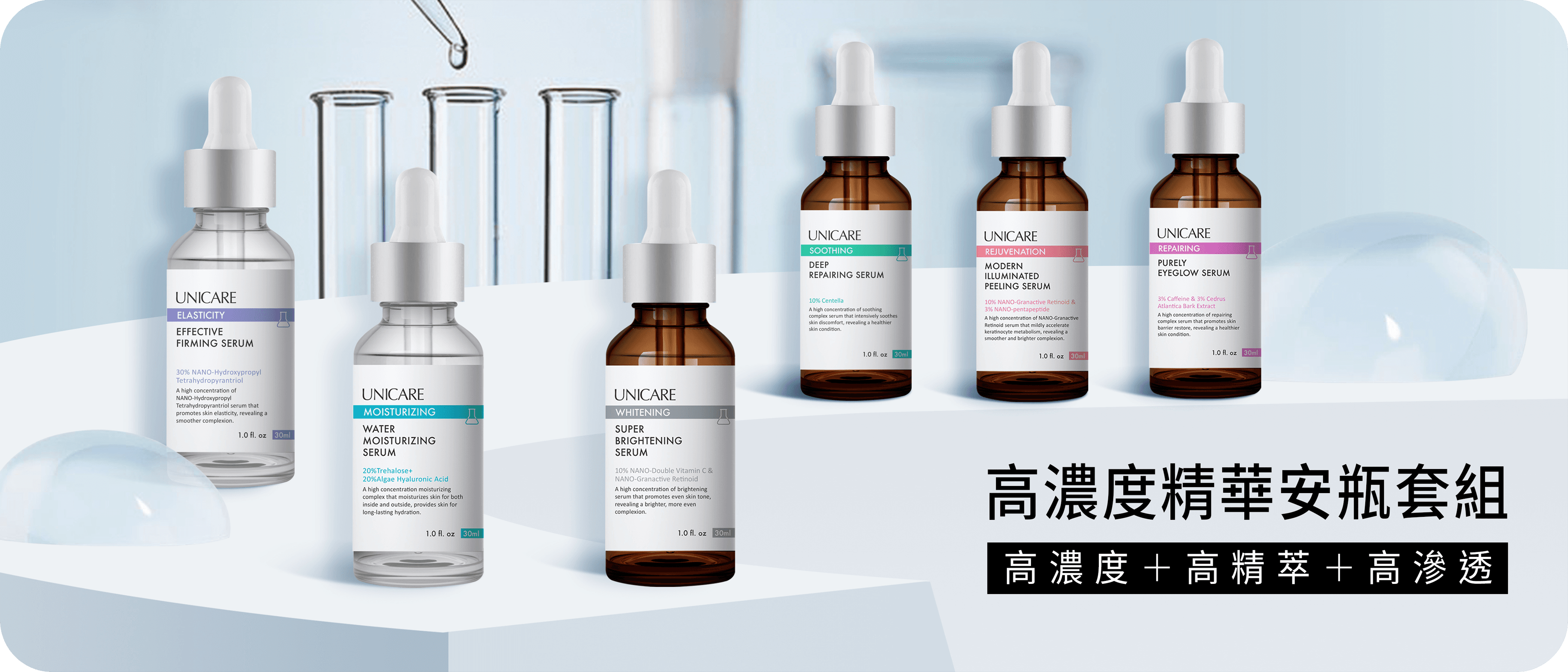 高純度日用安瓶精華液，解決不同類型肌膚問題